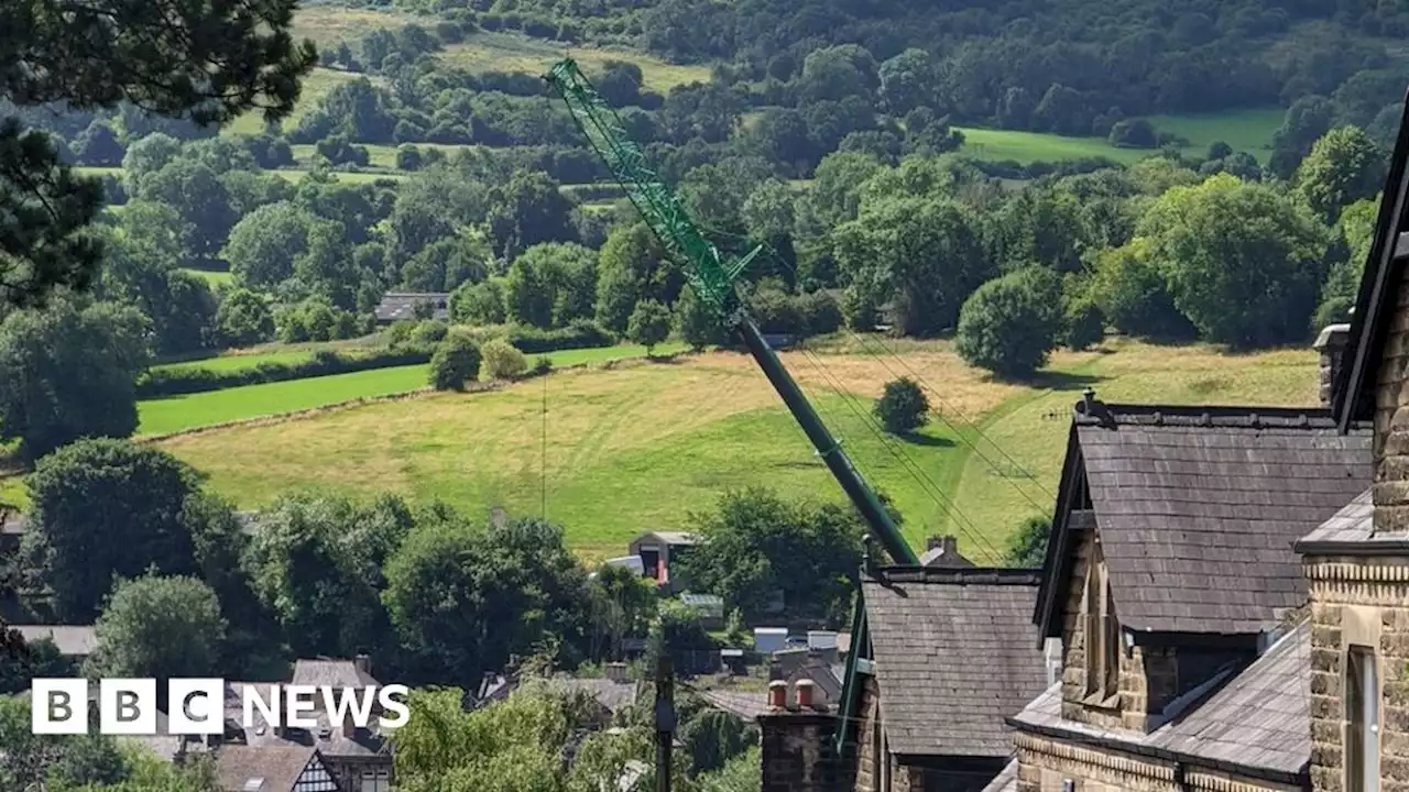 Matlock: Huge crane helping to rebuild flood defences