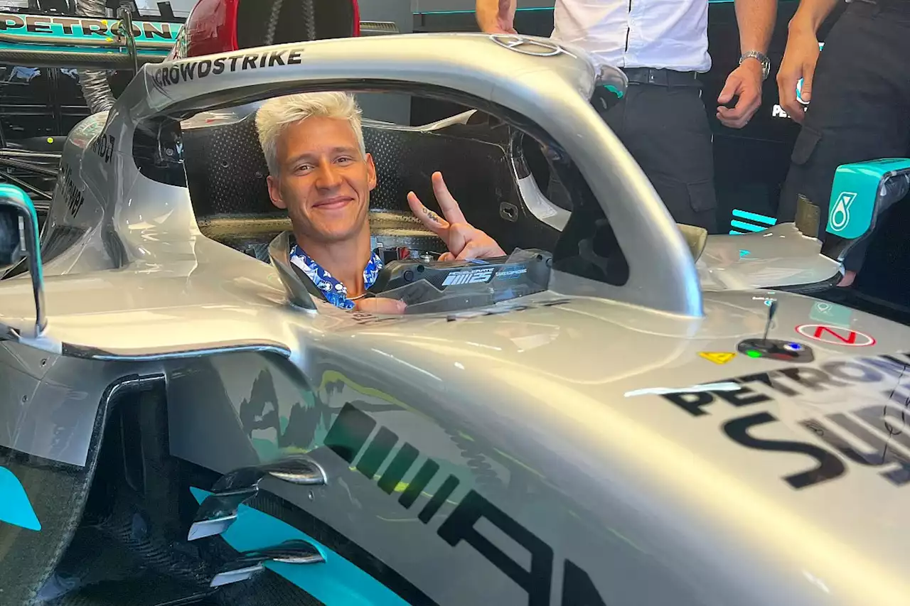 Fabio Quartararo working on Mercedes Formula 1 car test