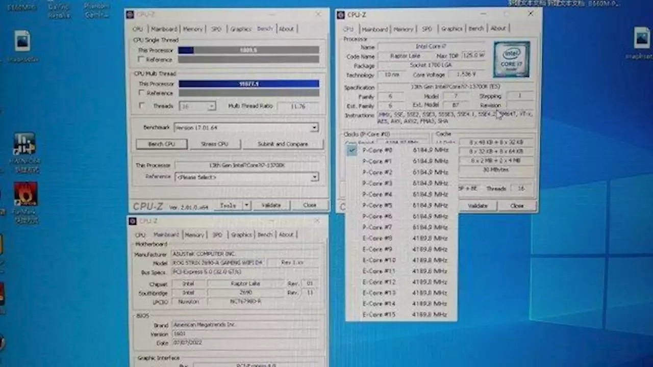 Core i7-13700K QS mit 6,2 GHz im CPU-Z-Benchmark