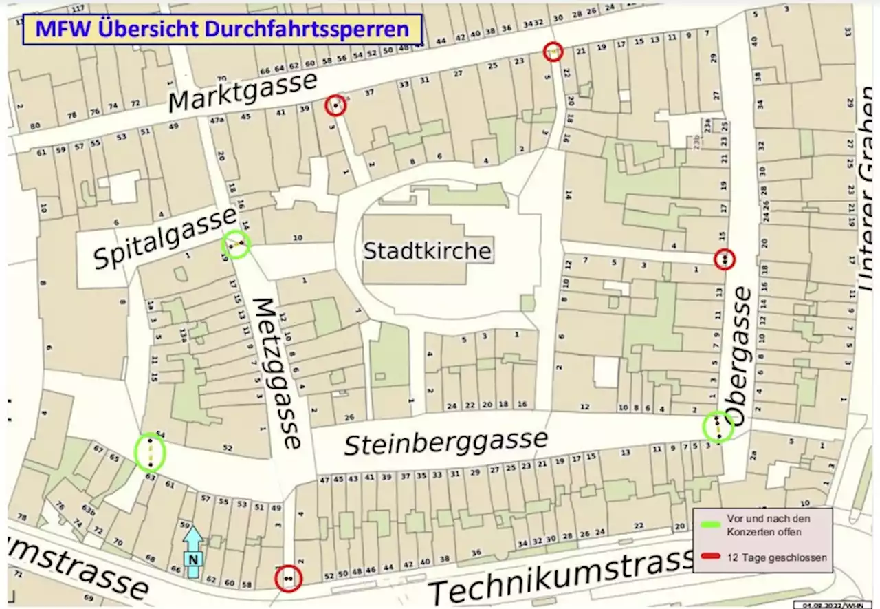 Stadt Winterthur ZH: 47. Winterthurer Musikfestwochen – Zufahrtsbeschränkungen