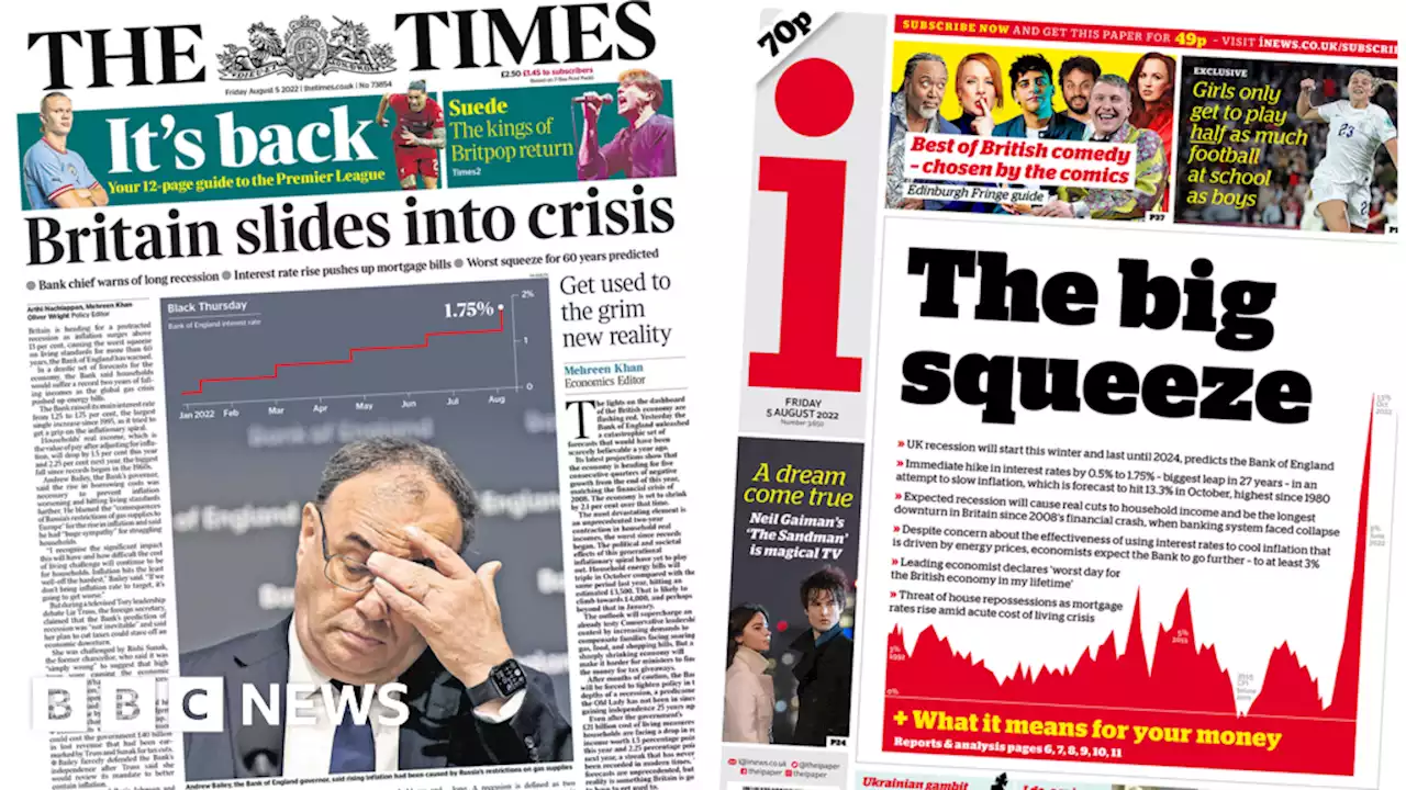 Newspaper headlines: The big squeeze and recession on the way