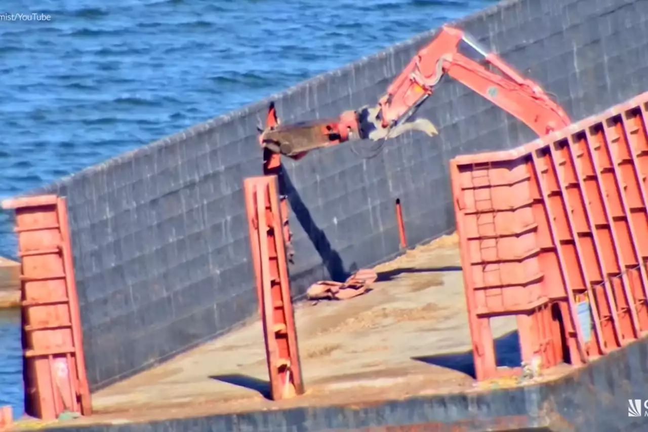 Watch: Vancouver's English Bay Barge is finally being dismantled