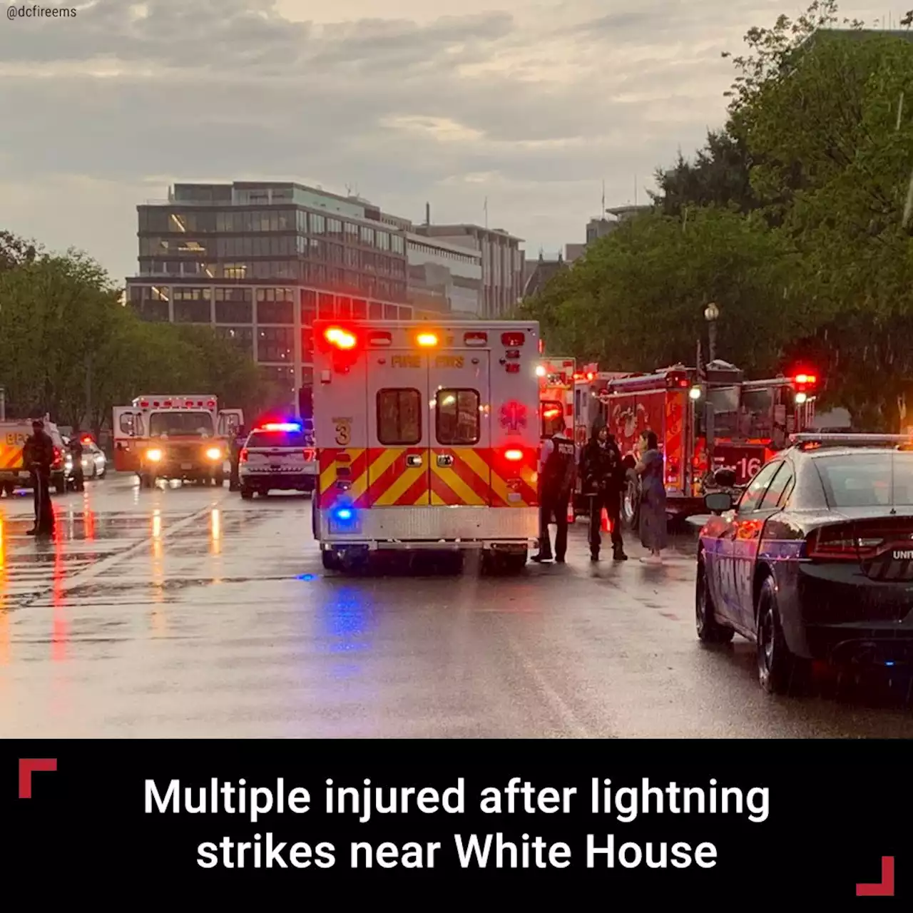 Lightning strike outside White House sends 4 to hospital in critical condition