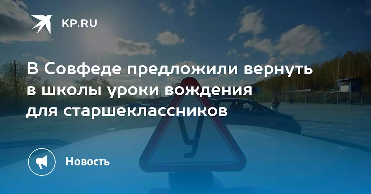 В Совфеде предложили вернуть в школы уроки вождения для старшеклассников
