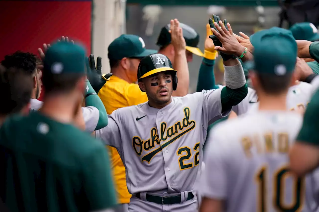 Athletics break loose early, withstand onslaught of solo homers vs. Angels