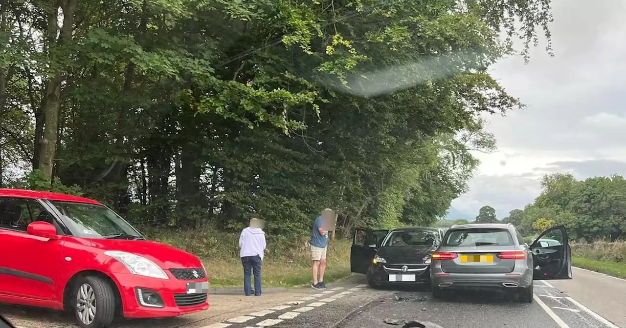 Plush Mercedes-Benz damaged in crash on Scots road as emergency services attend