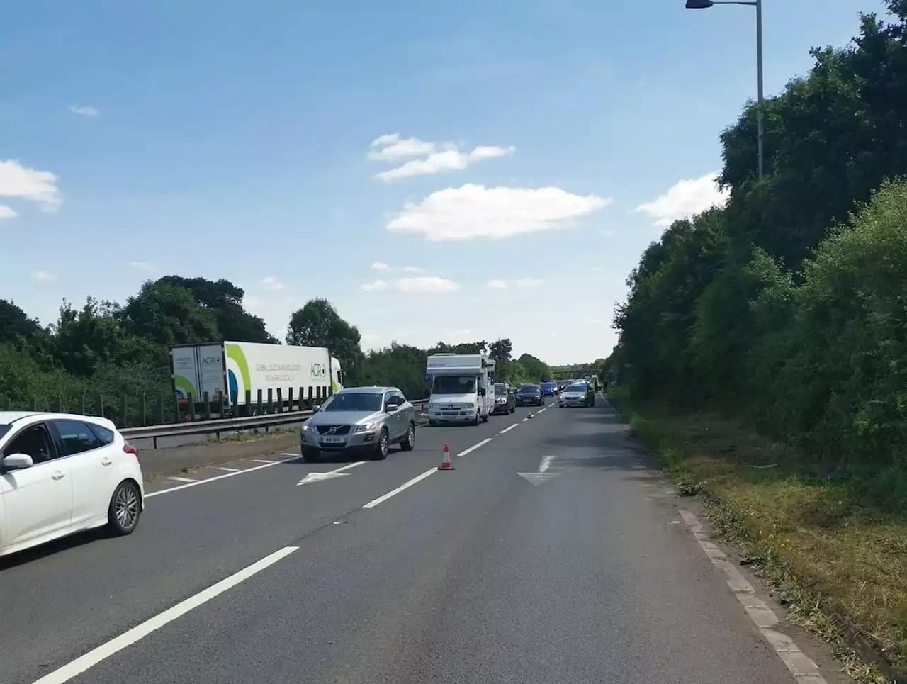 Crash involving two vehicles on Shrewsbury bypass leads to long delays