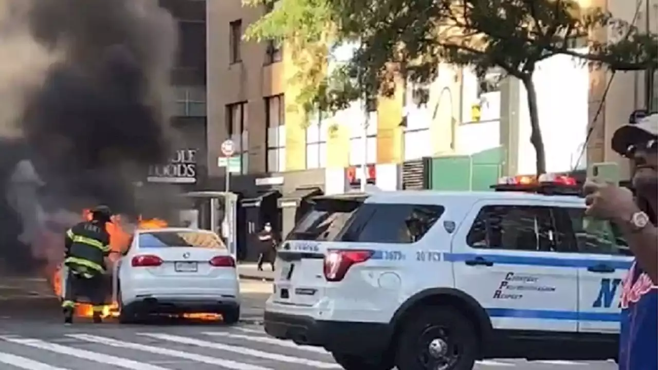 Car bursts into flames on the Upper East Side