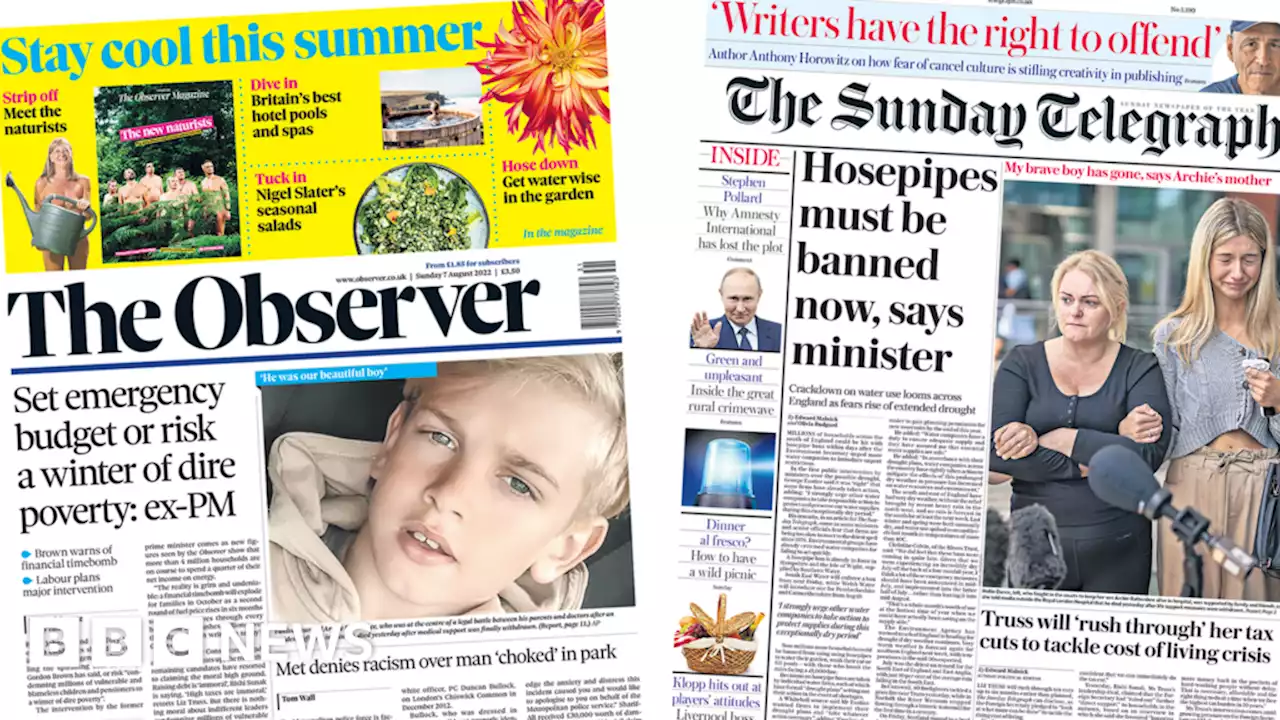 Newspaper headlines: Sunak pledges billions and winter poverty warning