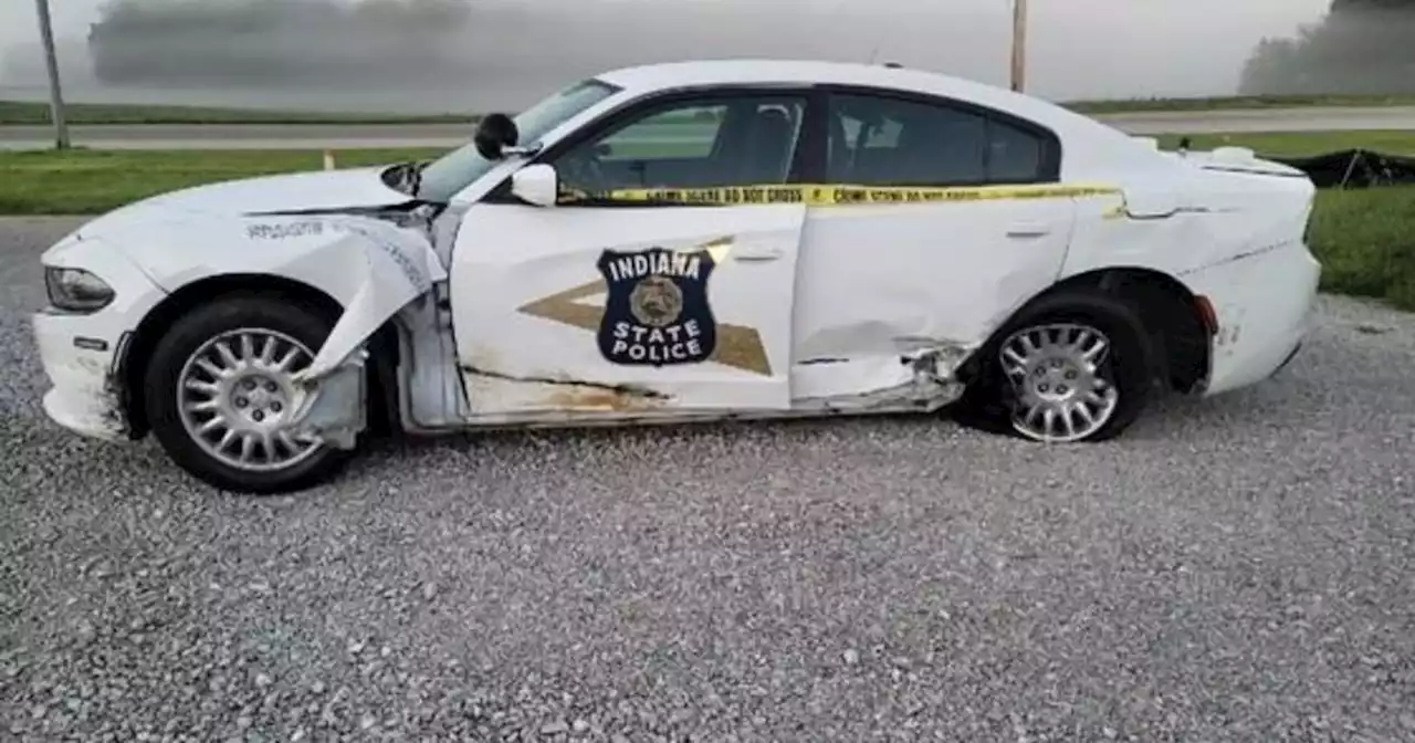 Indiana State Police vehicle struck by DUI driver on I-80; 2 troopers sent to hospital