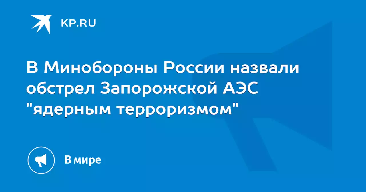 В Минобороны России назвали обстрел Запорожской АЭС 'ядерным терроризмом'