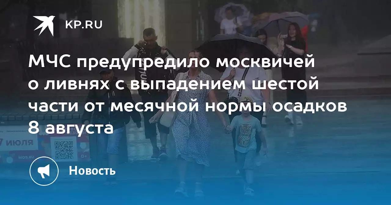 МЧС предупредило москвичей о ливнях с выпадением шестой части от месячной нормы осадков 8 августа