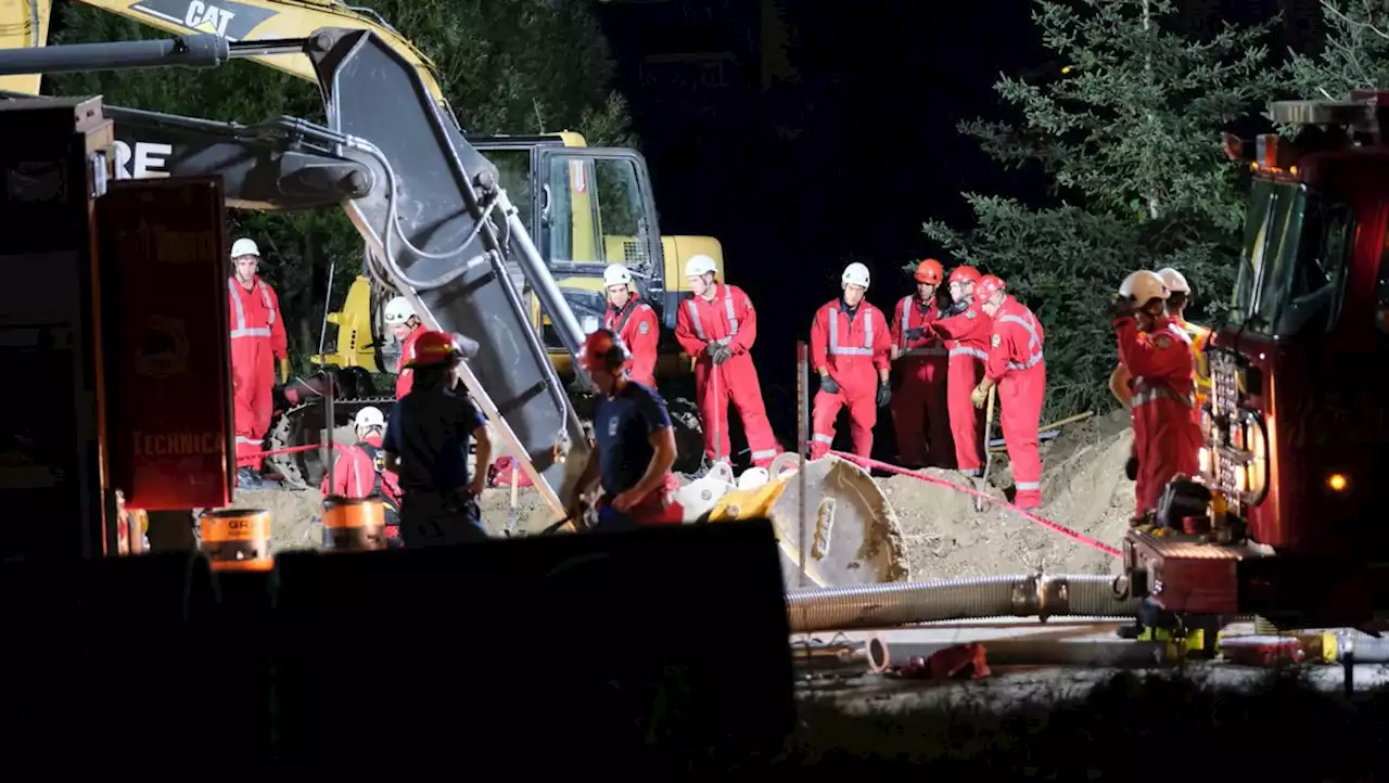 Two workers remain trapped after trench collapses at Ajax construction site