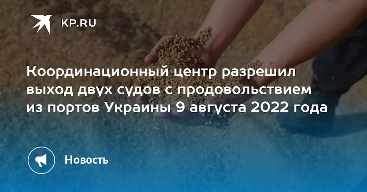 Координационный центр разрешил выход двух судов с продовольствием из портов Украины 9 августа 2022 года