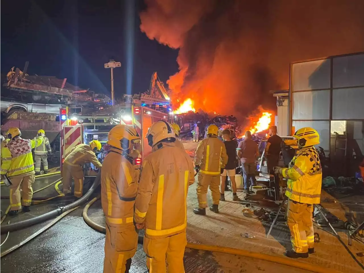 South Shropshire scrapyard fire still burning as investigation begins into how it started