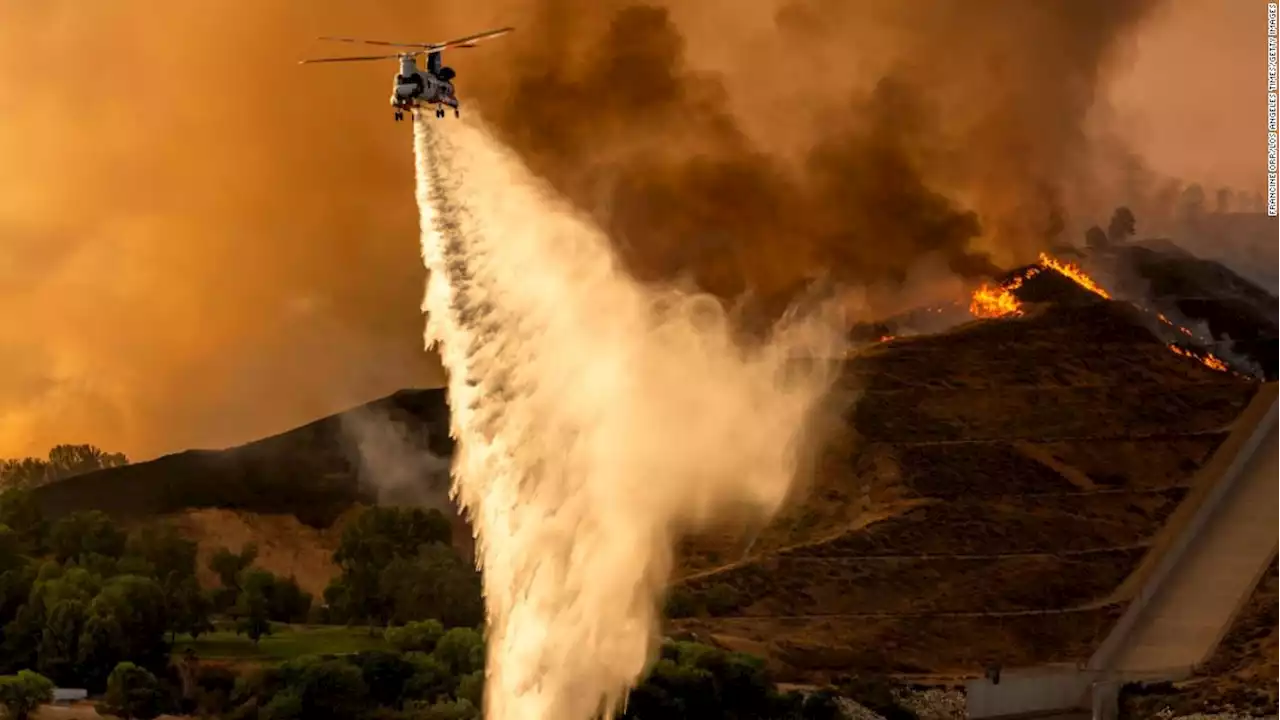 Evacuations ordered as a wildfire rages in northern Los Angeles County