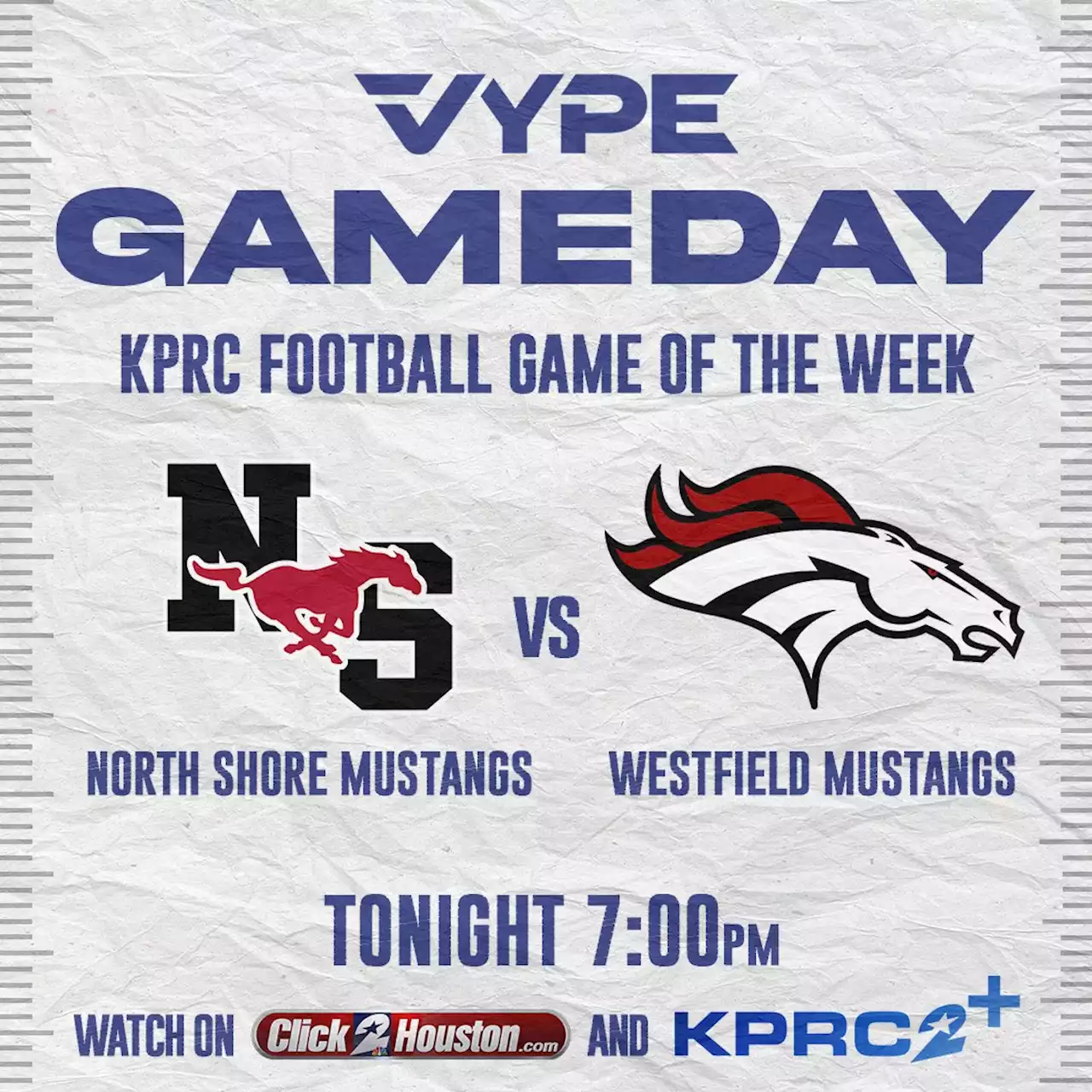 FOOTBALL LIVE: Watch North Shore HS vs Westfield HS on KPRC 2+ tonight at 7 p.m.