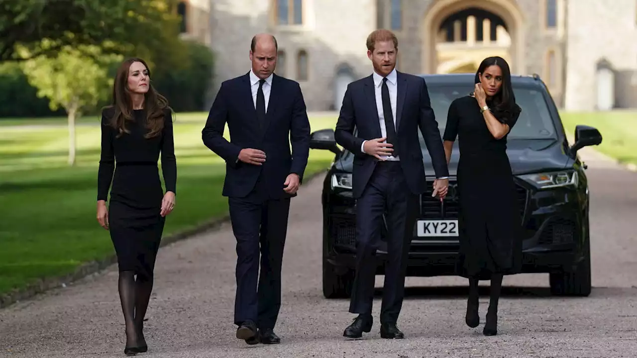 Royal Fab Four reunited: grieving William and Harry joined by Kate and Meghan as they thank wellwishers in Windsor