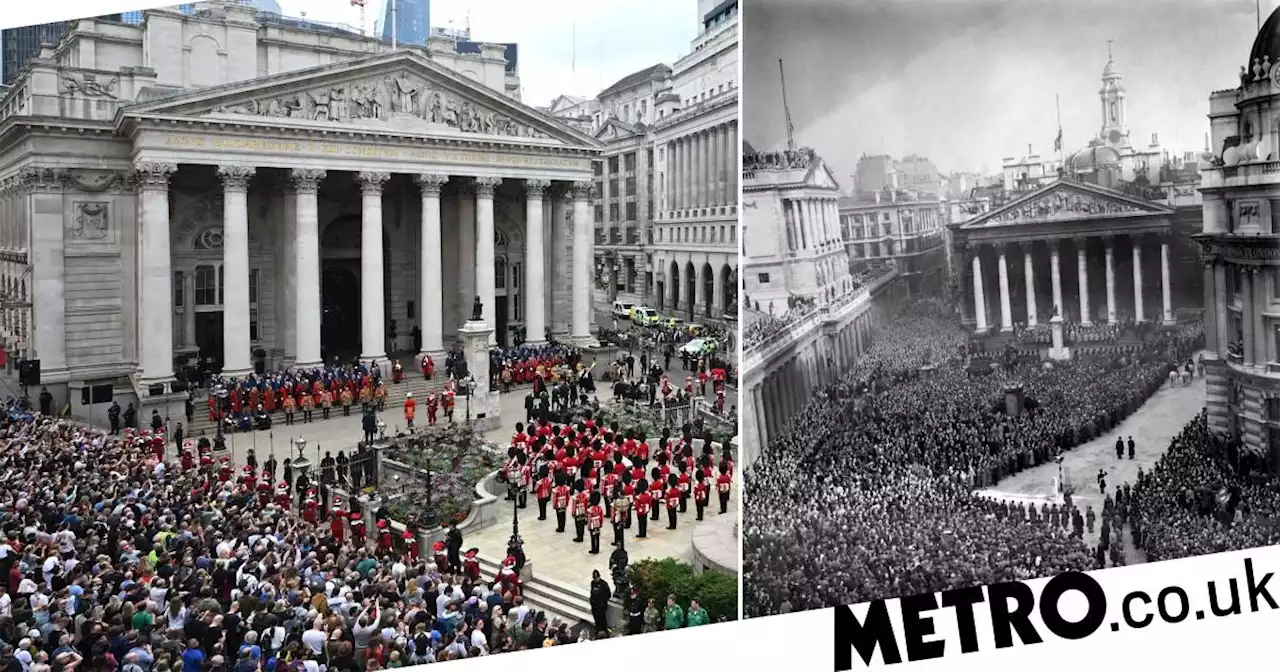 Images show crowds flocking to Queen's accession in 1952 and Charles' in 2022