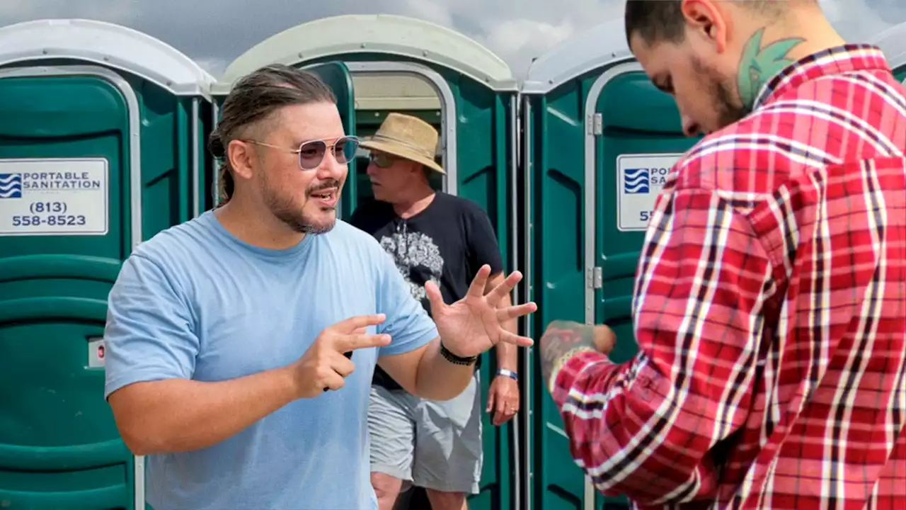 Guy In Line For Port-A-Potty Won’t Stop Assuring Everyone He Pisses Quick