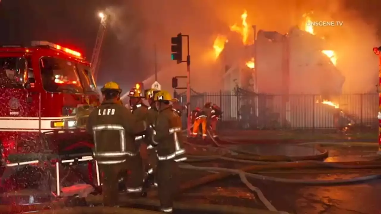 3 LAFD firefighters injured after fire erupts at historic church in South Los Angeles