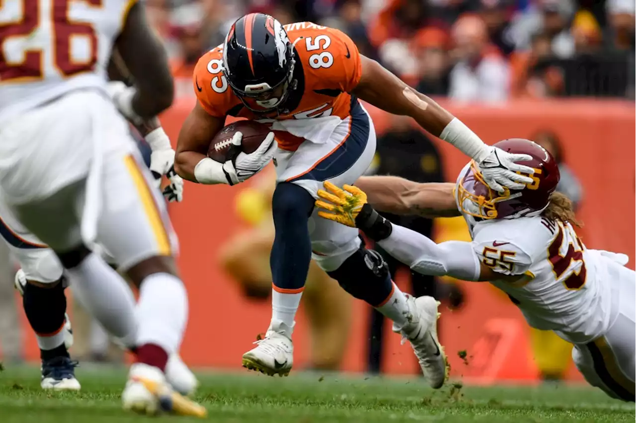 Pressure on Broncos tight ends Albert Okwuegbunam, Greg Dulcich to produce with Noah Fant off to Seattle