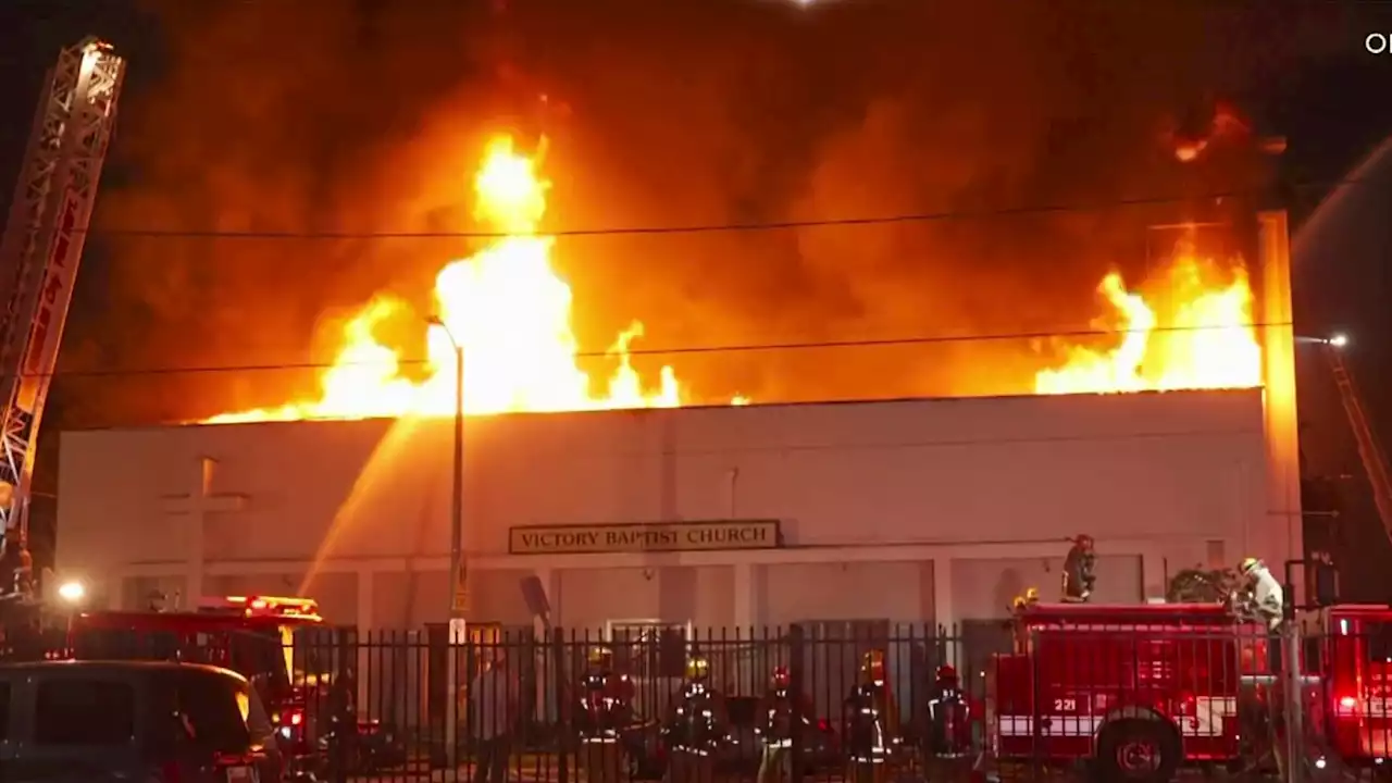 Flames Engulf Two-Story Church in South LA