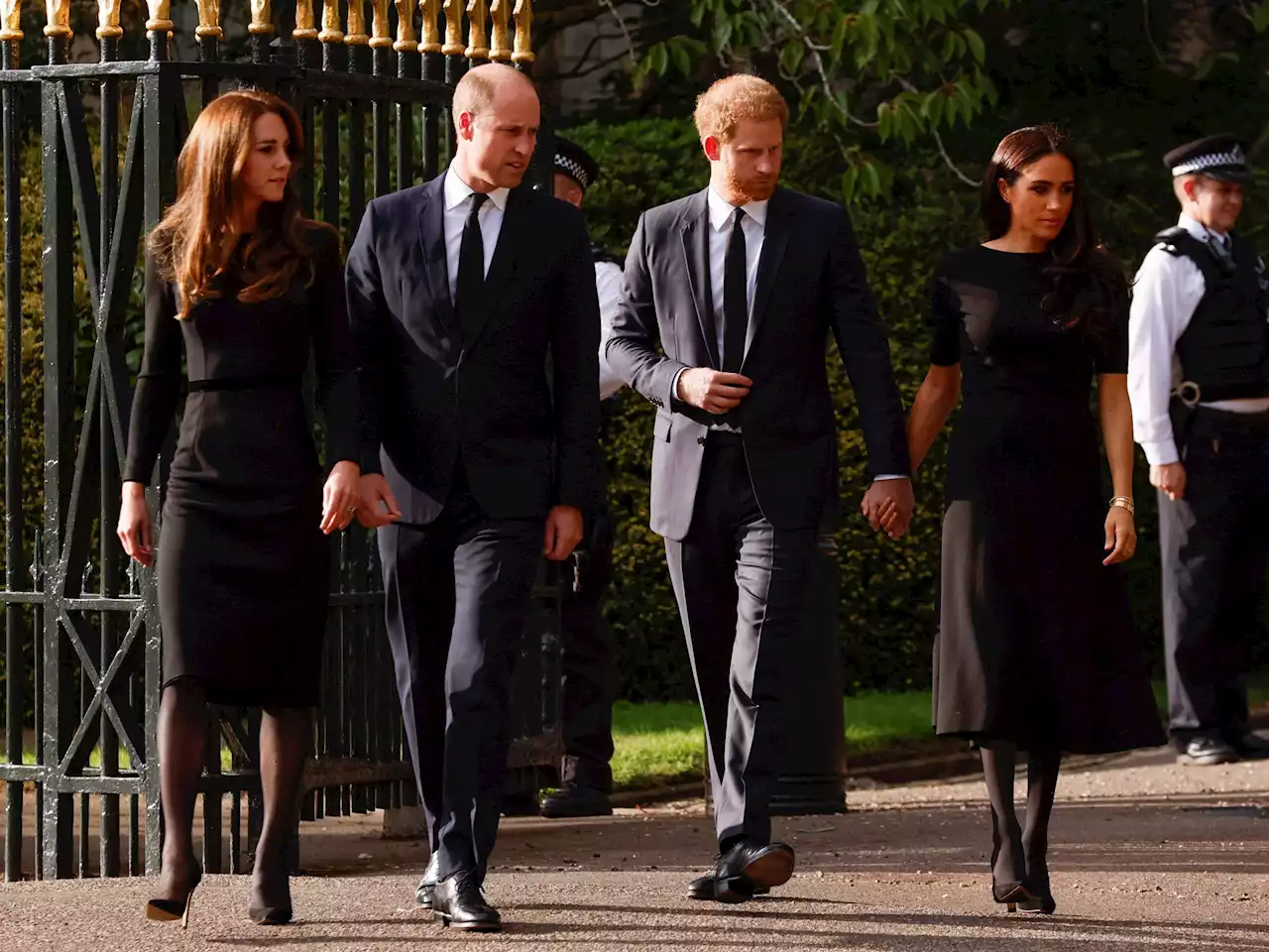 Prince Harry, Meghan appear with Prince William and Kate