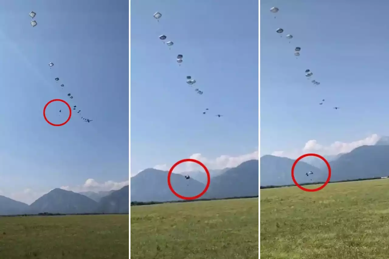 Watch US Army paratrooper 'one second from death' after heart-stopping freefall