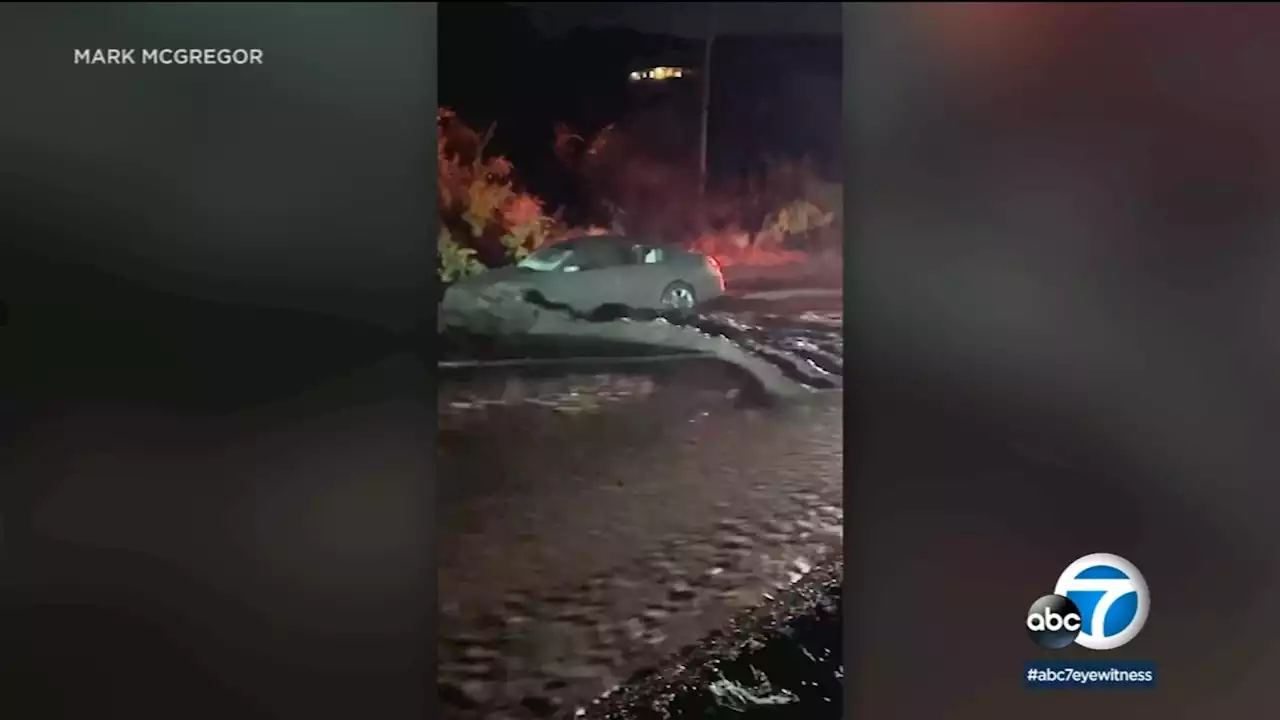 Dozens rescued after more than 20 cars become stuck in mudslide near Lake Hughes