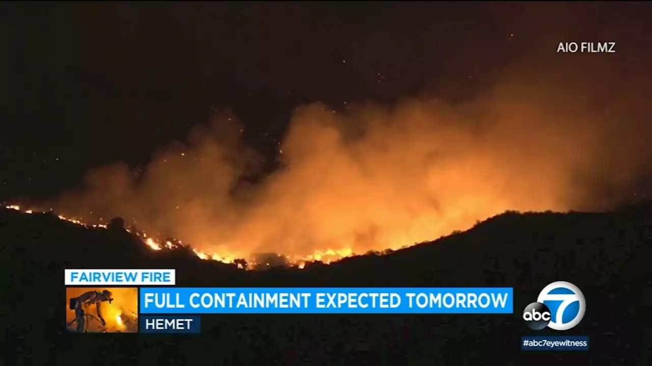 Fairview Fire near Hemet could be fully contained Monday