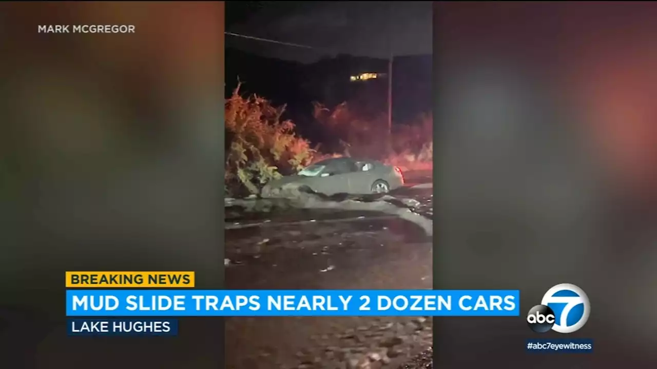 More than 20 vehicles become stuck in mudslide near Lake Hughes, authorities say