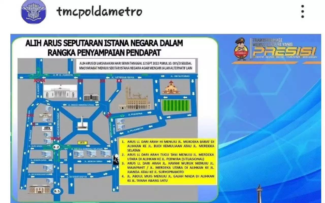 Antisipasi Unjuk Rasa di Istana Merdeka, Polda Buat Skema Pengalihan Arus Lalin, Simak