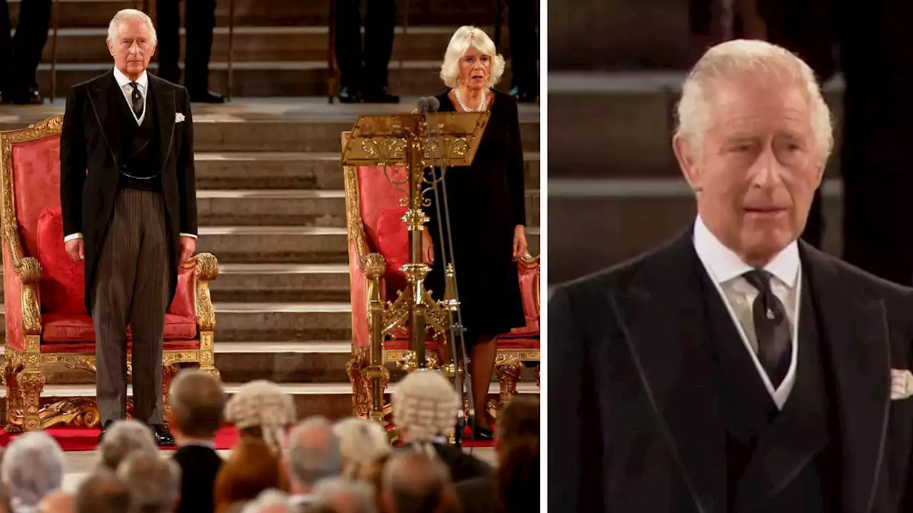 Emotional King Charles visibly moved as he hears God Save the King in historic address to Parliament