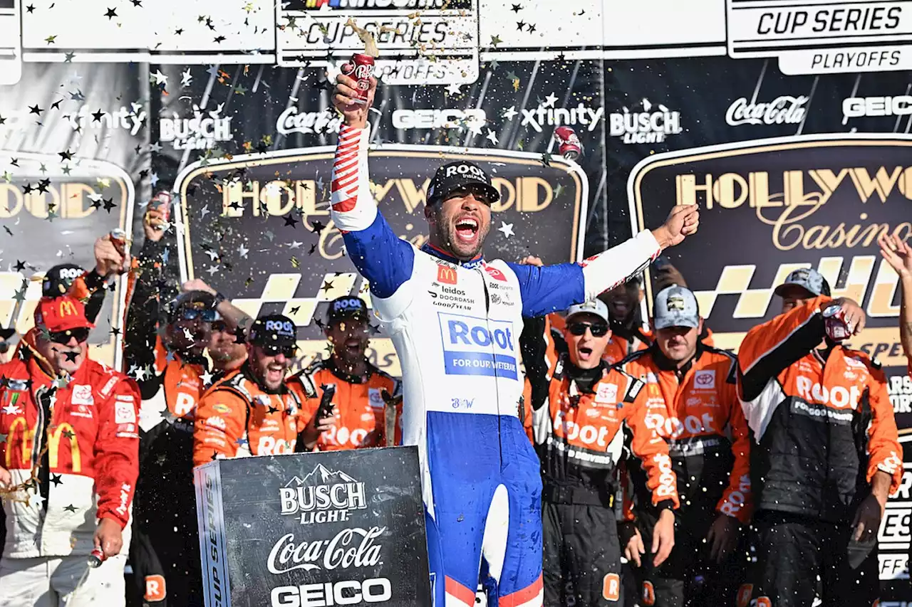 Bubba Wallace beats Hamlin, wins Kansas Cup race