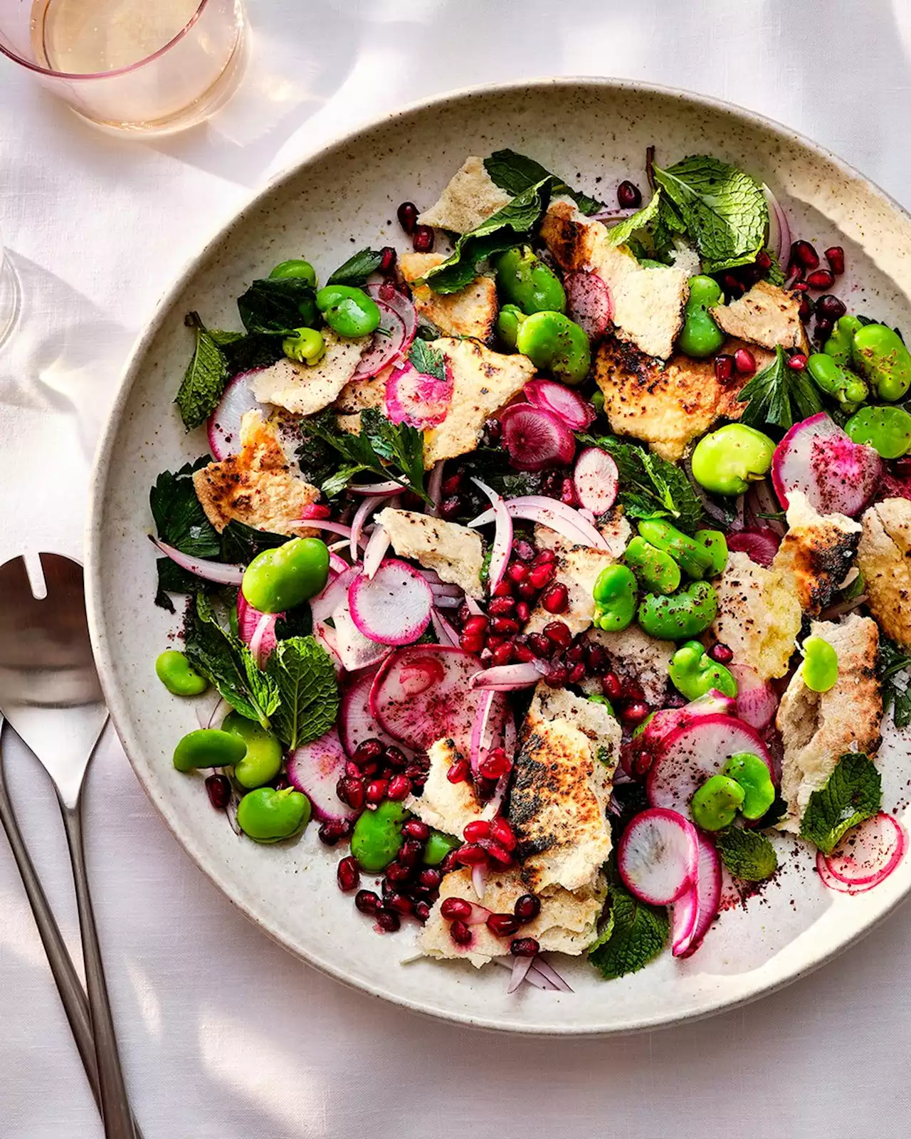 Fava Bean, Radish, and Pomegranate Fattoush