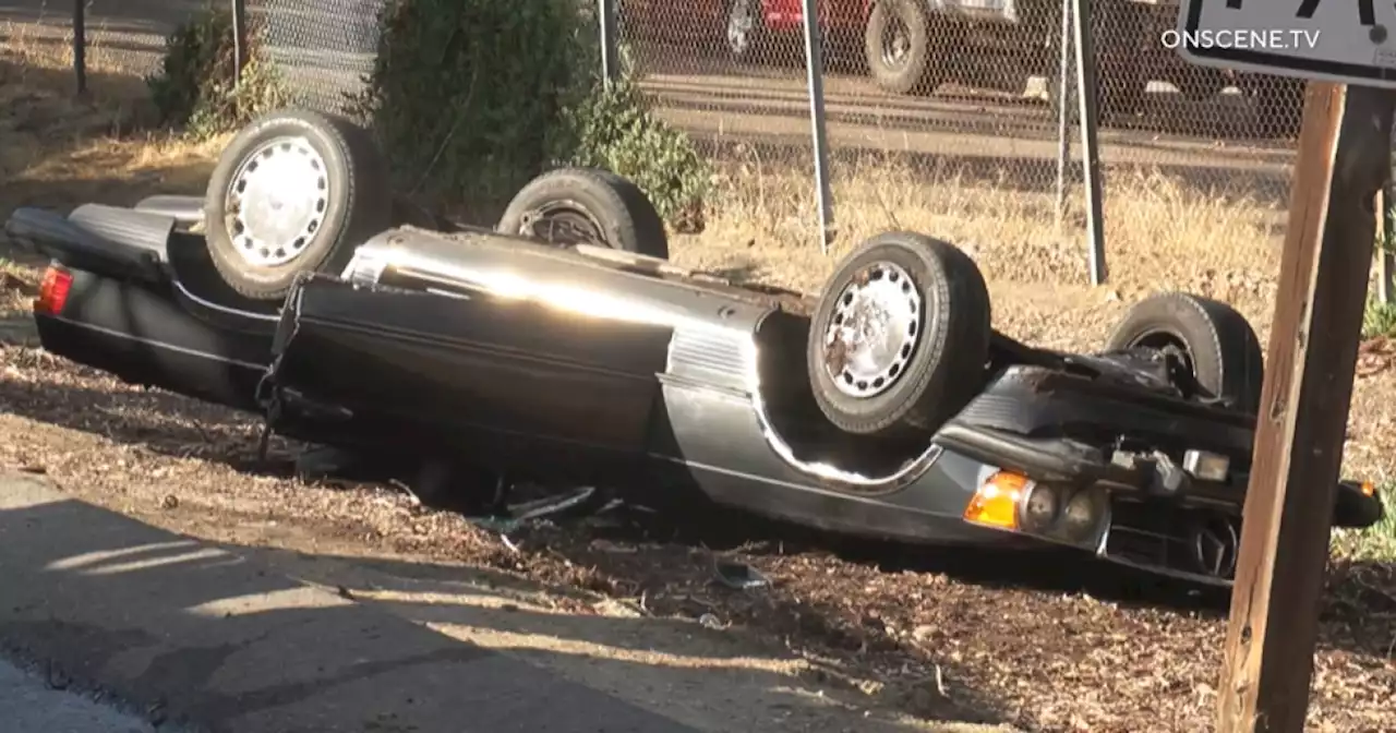 El Cajon driver seriously injured after car overturns while trying to elude CHP