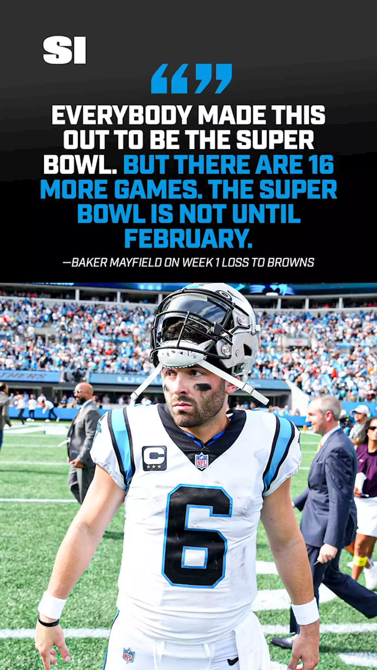 Panthers’ Baker Mayfield Reacts After Loss to Browns