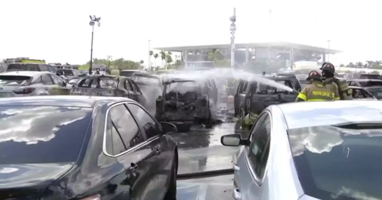 Several cars outside Dolphins game catch fire in stadium parking lot