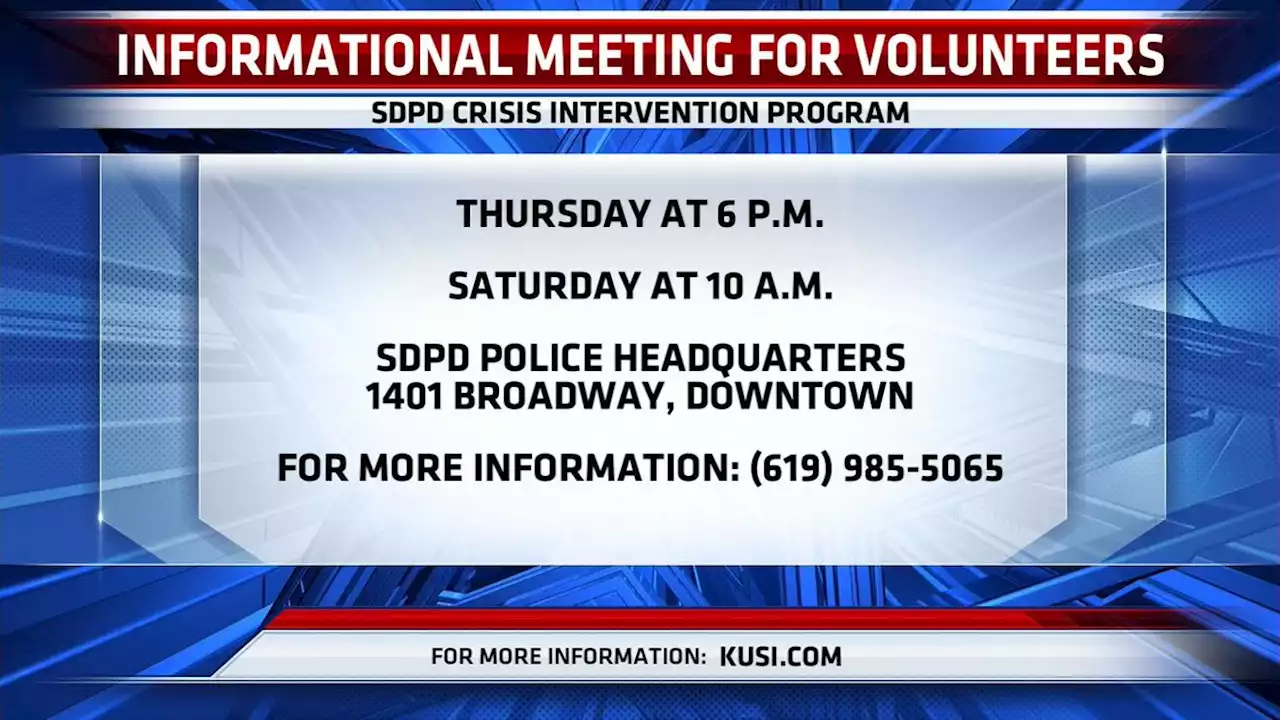 SDPD Crisis Intervention Program calls for volunteers -