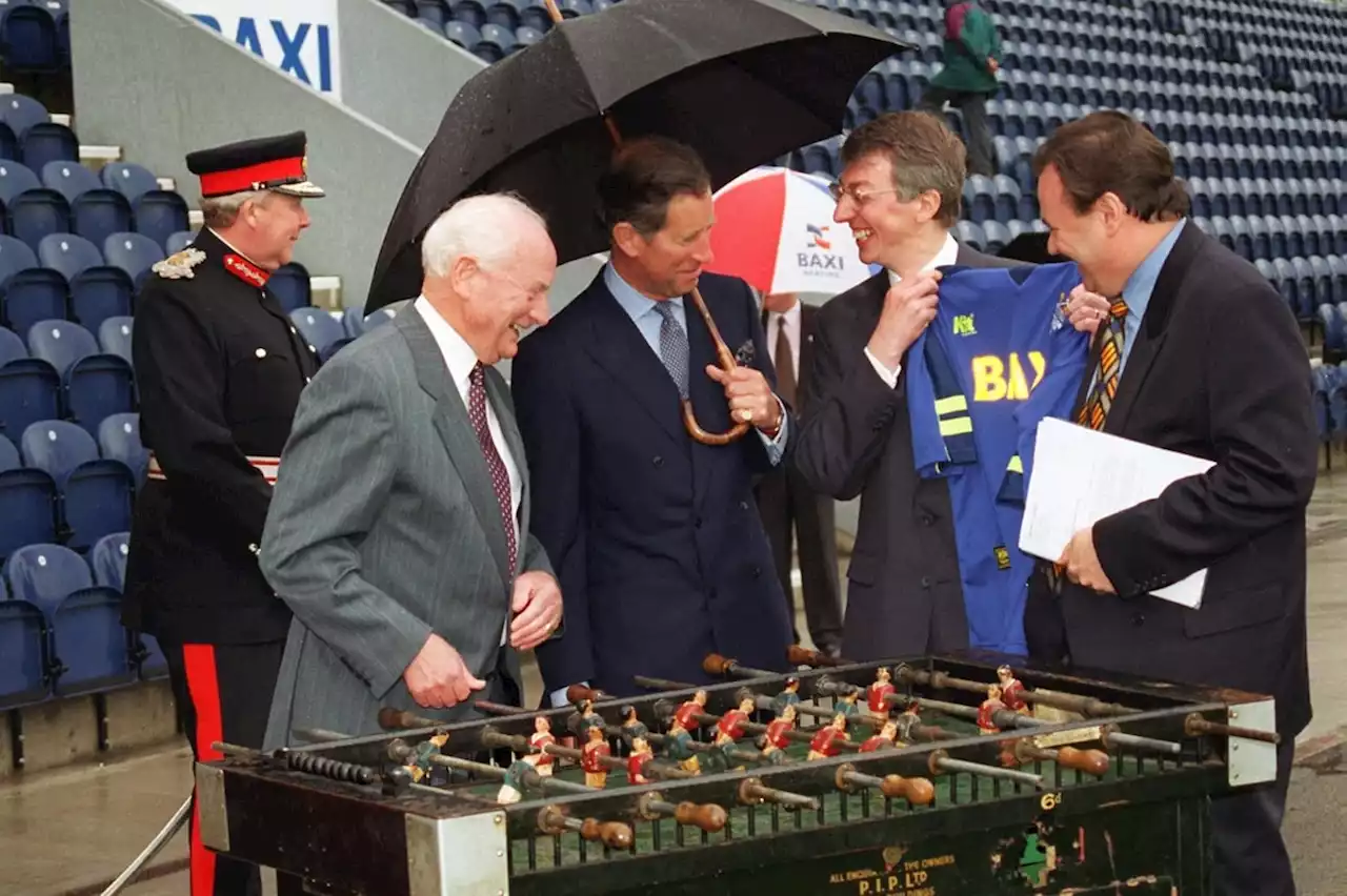 Moments captured on camera when our new monarch played table football with Sir Tom Finney