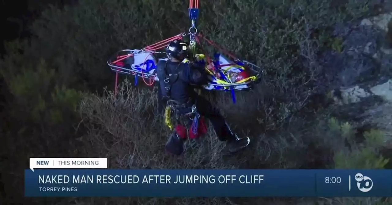 Emergency crews rescue naked man who jumped from cliff at Torrey Pines