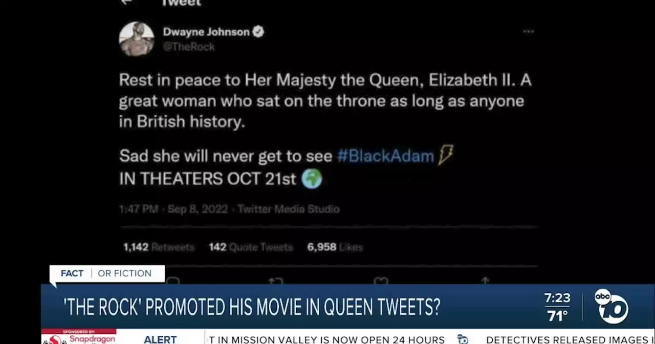 Fact or Fiction: The Rock uses Queen Elizabeth's death to promote 'Black Adam'?