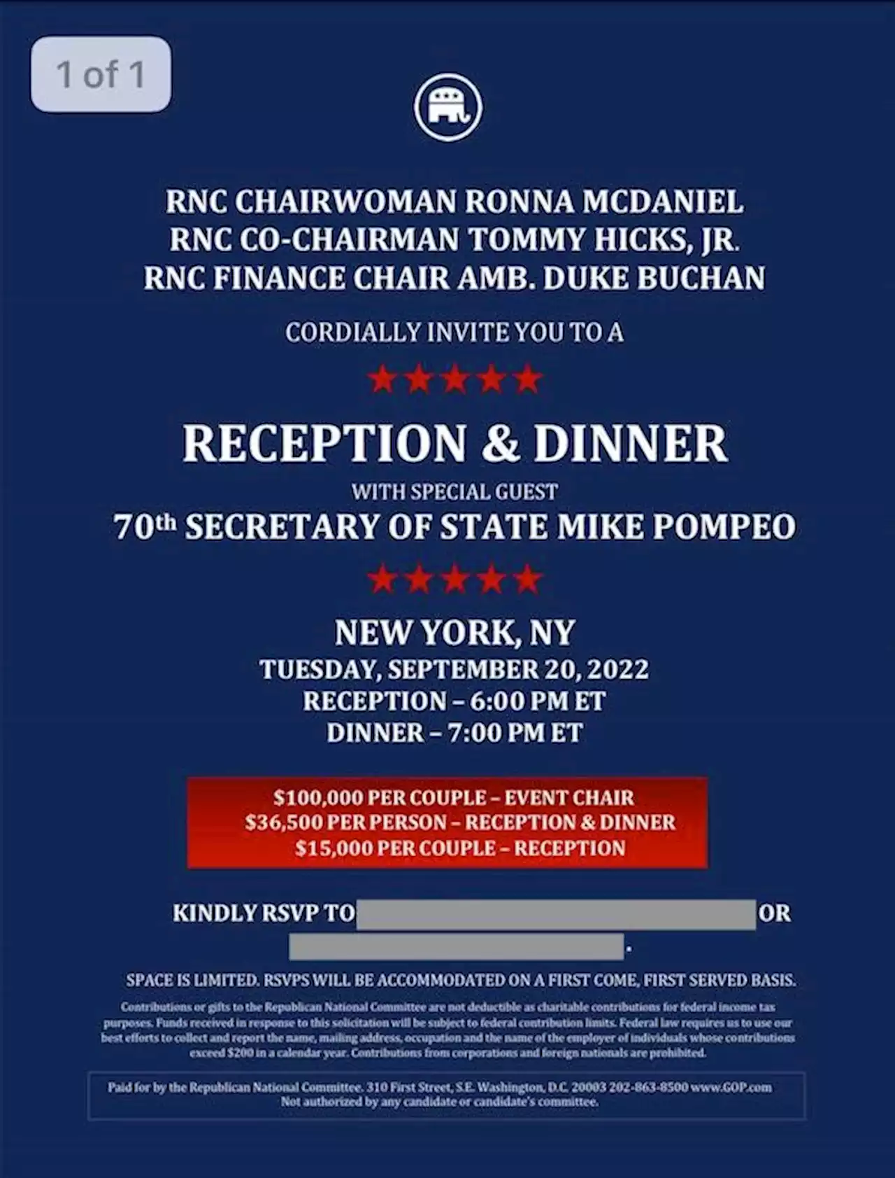 Checks & Imbalances: Pompeo To Headline RNC Fundraiser