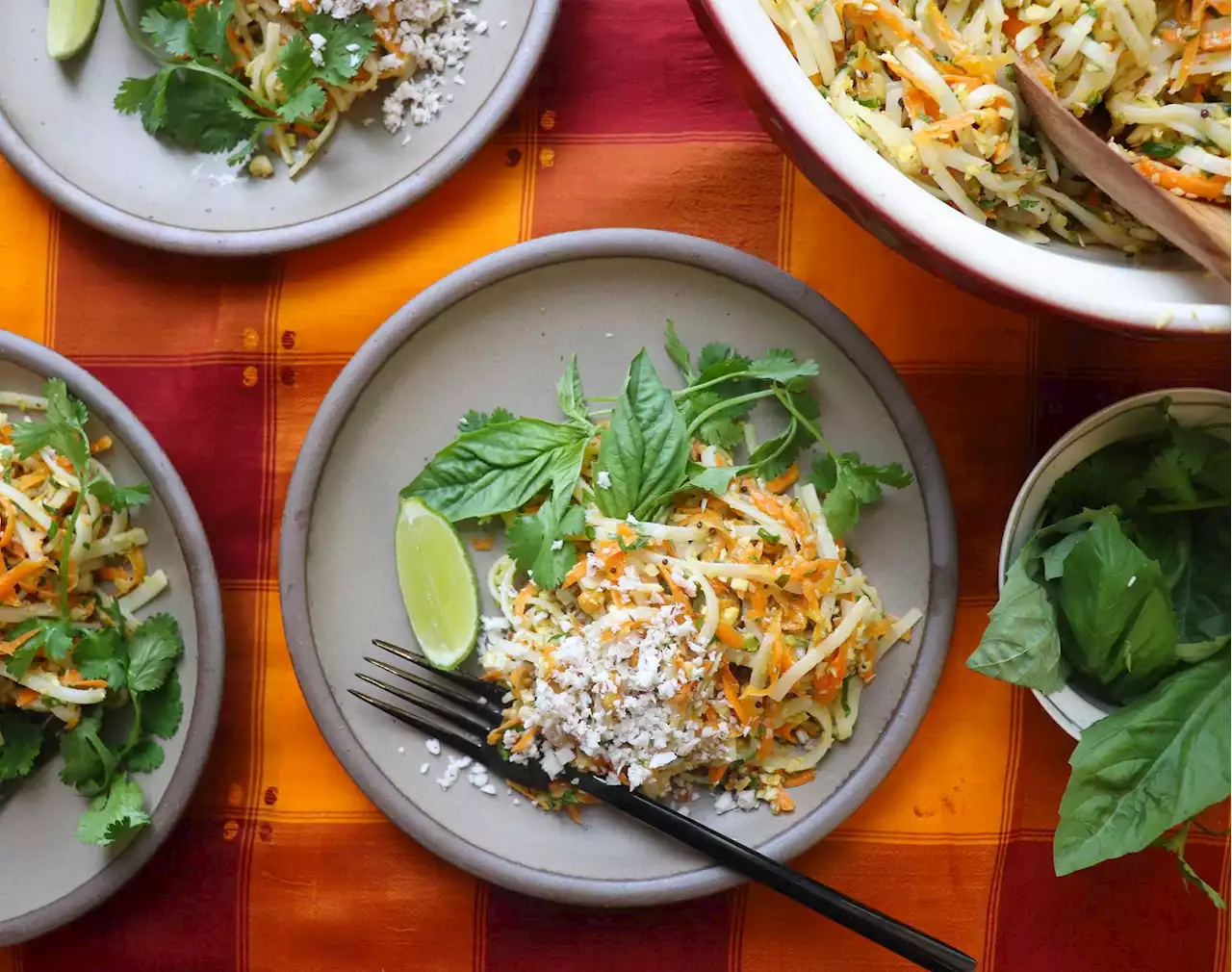 This salad-like chilled noodle dish is inspired by the flavors of Kerala