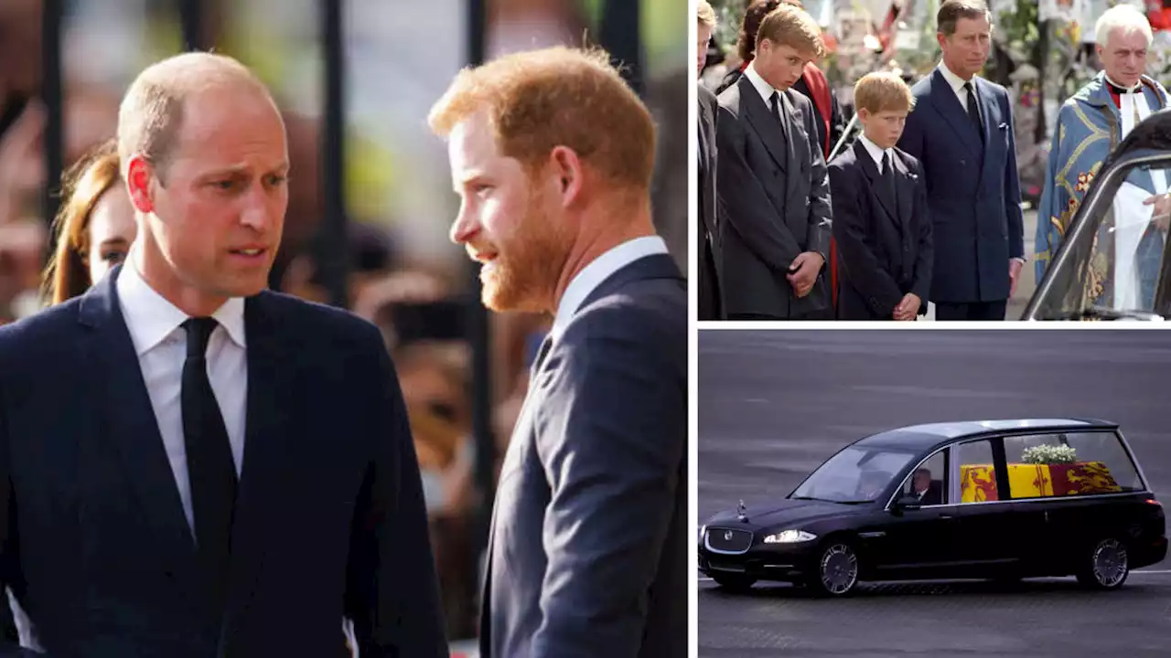 William and Harry to reunite with Charles today to march behind Queen's coffin in heartbreaking echo of Diana's funeral