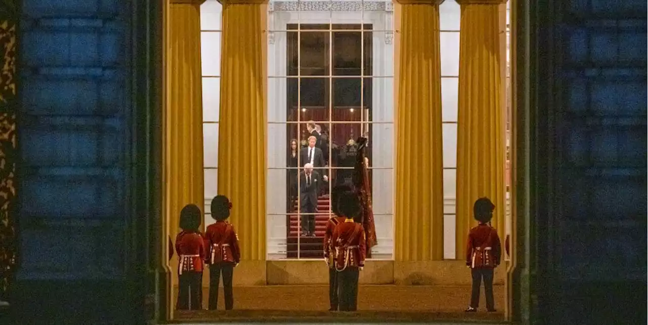 Meghan Markle and Prince Harry Joined the Royals to Receive the Queen's Coffin at Buckingham Palace