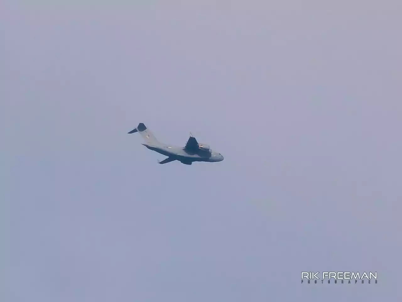 RAF aircraft carrying the Queen's coffin captured flying over the West Midlands