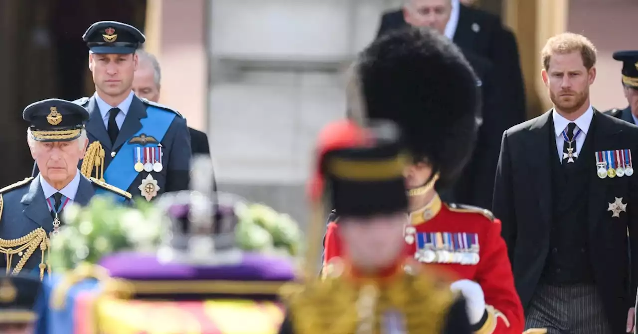 Prince William and Prince Harry reunite to walk behind Queen Elizabeth's coffin