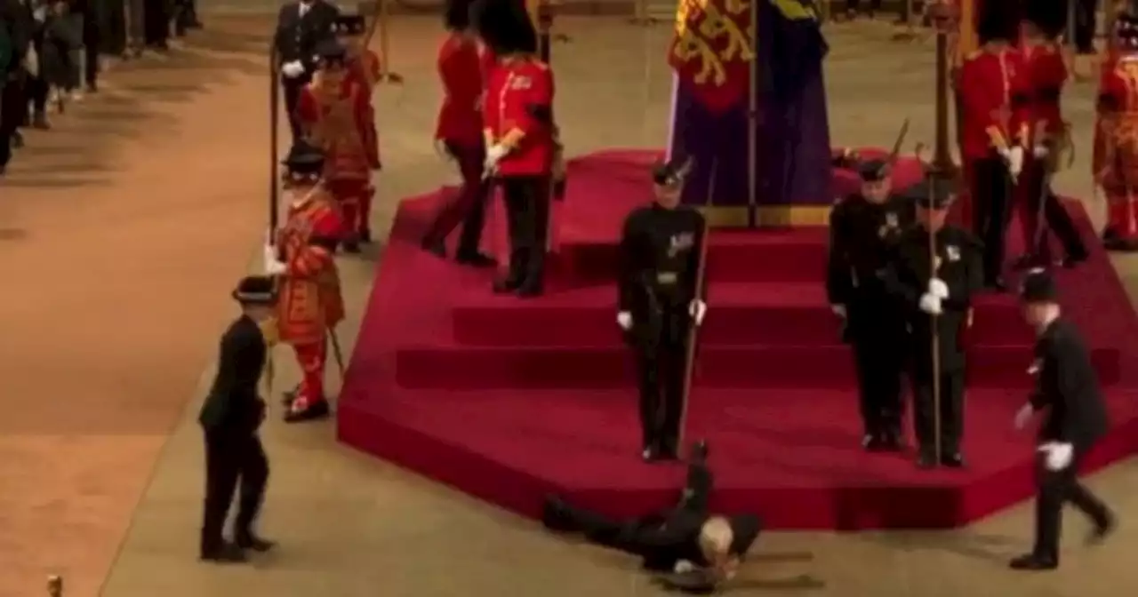 Guard suddenly collapses next to Queen's coffin on first night of lying in state